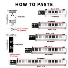 Bold Piano Key Sticker For Beginners: Letterable Label For 88/61/54/49/37 Keys, Easy To Learn Notes, Black A1EB - Black - View 3