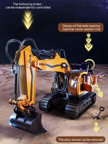 Remote Control Excavator Simulation Engineering Toy, Metal Bucket Rotatable, With Lights And Sound Effects, Educational Toy, Children's Simulation Toy, Children's Engineering Toy Model, Simulation Educational Toy, Perfect Birthday Gift Children's Toy Boys Girls Toy - Multicolor - View 7