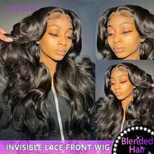 200% 密度蕾丝前手工编织假发，水波纹透明巴西原生混纺真人发假发，13x4 蕾丝前假发，真人混纺发，预先拔毛，带婴儿绒毛，适合女性，自然黑色，8-34 英寸 - 自然色&黑色系 - 查看 2