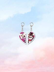 Bộ 1 móc khóa hình trái tim hoạt hình đôi bằng acrylic, dùng để trang trí ba lô/túi xách/ví, quà tặng cho bạn bè, mẹ, bố, quà tốt nghiệp và quà cho giáo viên. - Nhiều màu - Xem 10