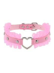 1件朋克铆钉粉色可爱蝴蝶结颈链，适合女性日常佩戴、派对、万圣节、圣诞节派对、创意生日、情人节礼物 - 粉色 - 查看 7