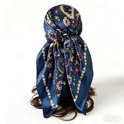 Trending Fashion Headscarf, European And American Hip-Hop Style, Faux Silk Square Scarf