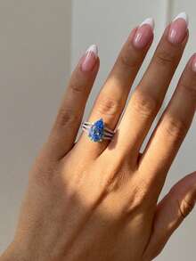 1枚S925纯银三线水滴戒指，女士拇指戒指，精致珠宝礼品 - 三線水滴 - 查看 3