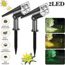1pc Solar Powered Spotlight With Ground Stake/Wall Mount, Auto On/Off LED Landscape Lighting For Garden, Lawn, Trees - Style a - View 4