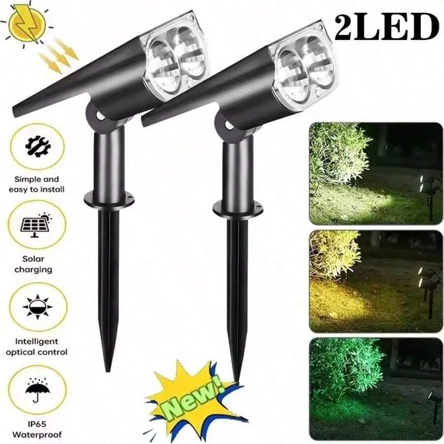 1pc/2pcs/3pcs Solar Spotlight, With Ground/Wall Mounting, Automatic On/Off LED Landscape Light, Suitable For Garden Lawn Trees - Style a - View 1
