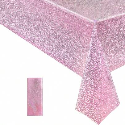 1片/3片装一次性粉色长方形塑料桌布，派对装饰用品，适用于生日、节日活动、婴儿派对、野餐、情人节等场合，尺寸：137*274厘米