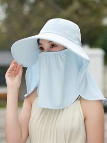 Women's Summer Sun Protection Wide Brim Bucket Hat, 3-In-1 Neck Cover Face Mask, Breathable UV Protection Sun Hat - Sun Hat - View 12