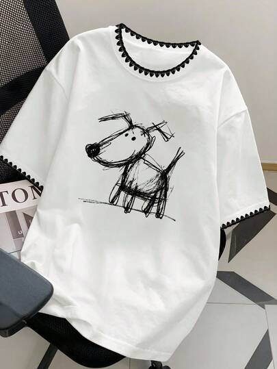 大码女式时尚T恤 - 柔软透气，适合春夏穿着，休闲、度假、日常穿着 - 大码女式常规印花T恤