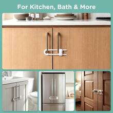 Bộ 1/3/6 khóa tủ an toàn, khóa chống phá ngăn kéo hình chữ U có thể điều chỉnh, khóa an toàn dễ sử dụng cho cửa tủ bếp, tay nắm tủ, tủ đựng đồ (Màu trắng) - trắng - Xem 9