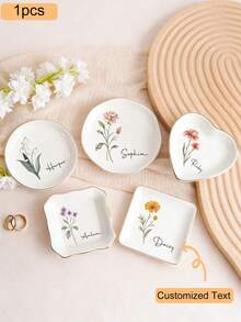 1 khay đựng trang sức bằng gốm hình tròn, khay đựng trang sức có thể tùy chỉnh, thích hợp làm quà cưới, quà đính hôn, quà cầu hôn, quà sinh nhật, quà kỷ niệm, quà cưới, quà đính hôn, giá đựng nhẫn cá nhân hóa, quà tặng cặp đôi, quà tặng cô dâu, khay đựng nhẫn. - trắng - Xem 3