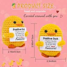 1pc Hand Crocheted Small Yellow Duck With Inspirational Card-Cute Duck, Very Suitable For Birthday, Christmas And Valentine's Day Gifts. - Multicolor - View 4