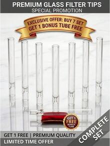 8 Pcs (Buy 7 Get 1 Free) Premium Glass Filter Tips, High Borosilicate Material - Available In Clear & Multicolor, Straight Mouthpiece Elements For Daily Use - 透明的 - 查看 10