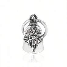 1件装休闲街头风铃铛十字架吊坠钥匙扣，朋克复古摩托车翅膀设计，男女通用 - 多色 - 查看 3