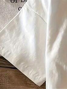 Simple Hand-Painted Women's T-Shirt With Coffee Print And Double-Sided Design, Loose Fit, Round Neck, Suitable For Everyday Use. - White - View 5