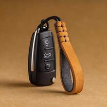Minimalist Genuine Leather Car Key Chain, Handmade Key Rope, Creative Durable Key Fob, Suitable For Couples Gift, Holiday Gift, Business Gift, Conference Gift And Promotional Giveaway - A - View 3