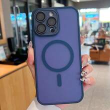 Luxury Matte Wireless Charging Shock-Proof Phone Case, Compatible With Apple 17/16/15/14/13/12/11 Pro Max, With Semi-Transparent Armor Protective Cover - Royal Blue - View 2