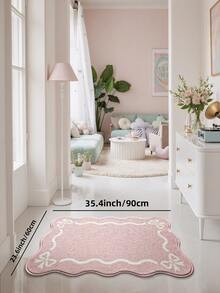 1件粉色蝴蝶结波浪图案卧室地毯，清新可爱风格长款厨房地垫，适用于浴室、厨房、户外、室内、走廊、卧室、客厅、门口，可机洗厨房地毯，易于清洁的门垫 - 彩色 - 查看 12