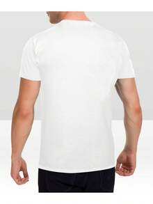 Men's White Tail Militia Pattern Cotton T-Shirt - Breathable Short Sleeve Round Neck Casual Shirt, Digital Print Design, Suitable For All Seasons, Machine Washable, Suitable For Evening Outings And Daily Wear - 220g - White - View 2