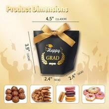 SLShePack 30 Pack Graduation Cap Boxes With Ribbon, Graduation Decorations Class Of Candy Box Grad Party Favors Supplies - 黑色 + 長4.5 x 寬2.4 x 高3.9 英寸 - 查看 2