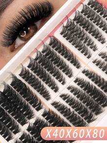 Lina 单簇假睫毛，浓密蓬松 D 卷度分段式 DIY 卡通眼妆，大容量簇状睫毛，适合新手日常及派对场合的礼品套装 - DD - 查看 4