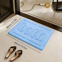 1pc Memory Foam Flannel Bath Mat, Non-Slip Absorbent Bathroom Rug Carpet - Baby Blue - View 11
