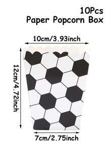 10pcs Football Themed Popcorn Boxes, Disposable Paper Food Containers For Football Birthday, One-Time Use Food Box, Home Decor, Tabletop Decor, World Cup Decorations, Home Theater Snack Box, Sports Party Snack Containers Suitable For Birthday, Baby Shower, Carnival, Movie Night Party - Multicolor - View 4
