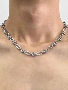 1件装嘻哈钛钢几何项链，男女通用，朋克风毛衣链，不规则打结拼接项圈，酷炫摇滚情侣饰品礼物 - 項鍊 - 查看 1