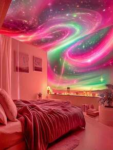 1 pieza Proyector de Galaxia de Luces del Norte, Múltiples Efectos de Iluminación, Proyector de Cielo Estrellado 2 en 1 con Lámpara de Nebulosa, Control Remoto, Adecuado para Dormitorio/Sala de Juegos/Cine en Casa/Techo/Cumpleaños/Luz Nocturna de Fiesta - luz policromática - Ver 7