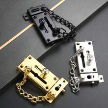 1 PC Heavy-Duty Stainless Steel Security Chain, Black Door Lock Chain, Hotel Room Door Lock, Thickened Security Door Lock Chain, Flame Resistant And Burglarproof, Suitable For Indoor And Front Door Security | Sturdy | Stylish Design - Black - View 5