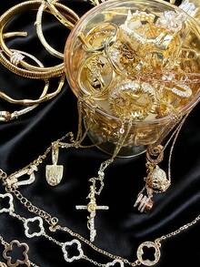 Exquisite Mysterious Jewelry - Surprise Jewelry Bag, Randomly Shipped 3 Pieces, Including Necklaces, Earrings, Rings Or Bracelets, Exquisite Elegant Luxury Style, Durable Copper Material, Exquisite Artificial Zirconia, Perfect Women's Birthday Gift - Multicolor - View 5