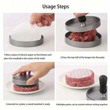 Aluminum Burger Press With ABS Handle, Non-Stick, Easy To Clean, 4.61inch Diameter, 0.71inch Deep - Multicolor - View 5