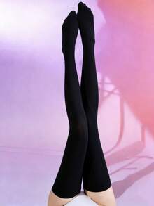 3双装女士性感过膝袜+及膝袜+大腿袜超薄黑白洛丽塔压缩袜，学院风JK袜，四季皆宜 - 彩色 - 查看 4