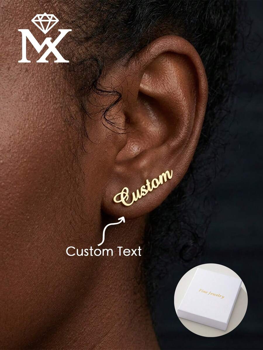 Custom Name Stud Earrings, Name Stud Earrings, Personalized Stud Earrings, Stud Earring, Custom Earrings, Name Earrings, Christmas Gift - Multicolor - View 1