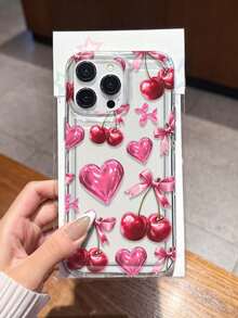 Transparent Phone Case With 3D Heart, Bow, And Strawberry Pattern, Compatible With IPhone 17/16/14/13 Pro Max/12 Pro/11/Xr/Xs/7/8 Plus, S10/S22/A12/A50/A52/S24/A135G And Other Models, Durable TPU Material With Air Cushion - Multicolor - View 6