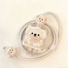A Protective Case Compatible With Apple 20W Chargers, Featuring A Protective Cable And A Cute Puppy Design. - Clear - View 2