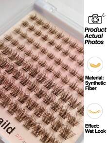 Rikuaild 96 件棕色湿妆簇状睫毛 DIY 睫毛延长 D 卷曲交叉纤细睫毛簇状自然妆效睫毛旅行日常化妆睫毛簇、睫毛簇、单根睫毛、睫毛、假睫毛 - D - 查看 5