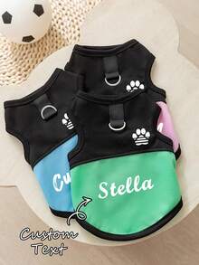 Personalized Pet Mesh Vest, Custom Paw Print Cat Vest With Leash Ring, Breathable And Comfortable Pet Clothing For Small Dogs And Cats - Multicolor - View 5