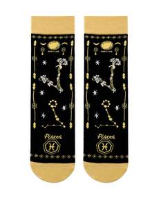 1/3/6/12 Pairs Women Comfortable & Fun Zodiac Sign Pattern Mid-Calf Socks - Multicolor - View 13