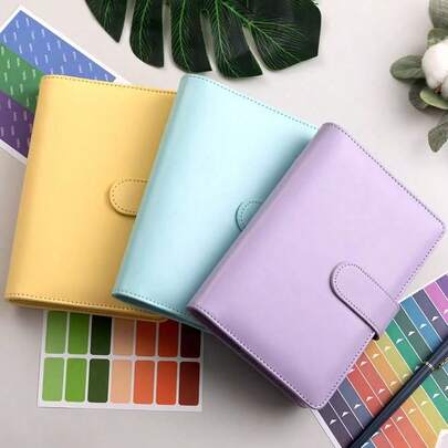 1 cuốn sổ tay A6 kèm phong bì đựng tiền, sổ tiết kiệm tiền mặt, sổ kế hoạch ngân sách, sổ tay bìa da PU với 2 ngăn đựng tài liệu A6, hệ thống đựng phong bì tiền tiết kiệm.