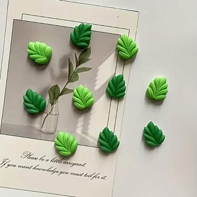 6pcs/10pcs/12pcs Fresh Leaf Fridge Magnets, Creative Cute Magnetic Stickers For Home, Kitchen, Decor, Refrigerator, Whiteboard, Storage Cabinet, Dishwasher, Perfect Gift For Mother's Day, Christmas, Valentine's Day, Graduation (Durable Magnets, Decorative Stickers, Home Decor)