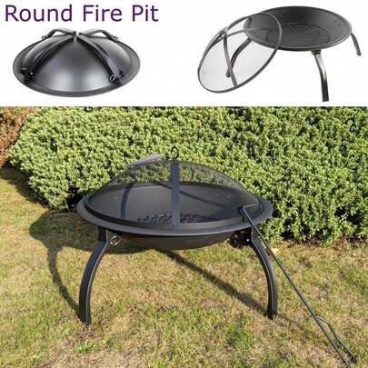 Patio Heater Outdoor Fire Pit Steel Metal Wood Log Grill Burner For Camping Garden