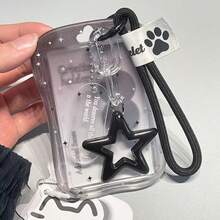 Durable ABS ID Card Holder With Sliding Cover - Portable Star-Shaped Wrist Strap Design, Suitable For Holding ID Cards, Credit Cards, Etc. - Perfect As A Campus Card Gift And Student Present. - Gradient Star Slim Waist Card Holder - View 4