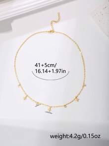 Nooxian 1pc Women's Necklace, Layered Delicate Copper Inlaid Zirconia Starburst Mini Zirconia Pendant Tassel Choker Necklace, Daily & Party Accessory Gift - Yellow Gold - View 7