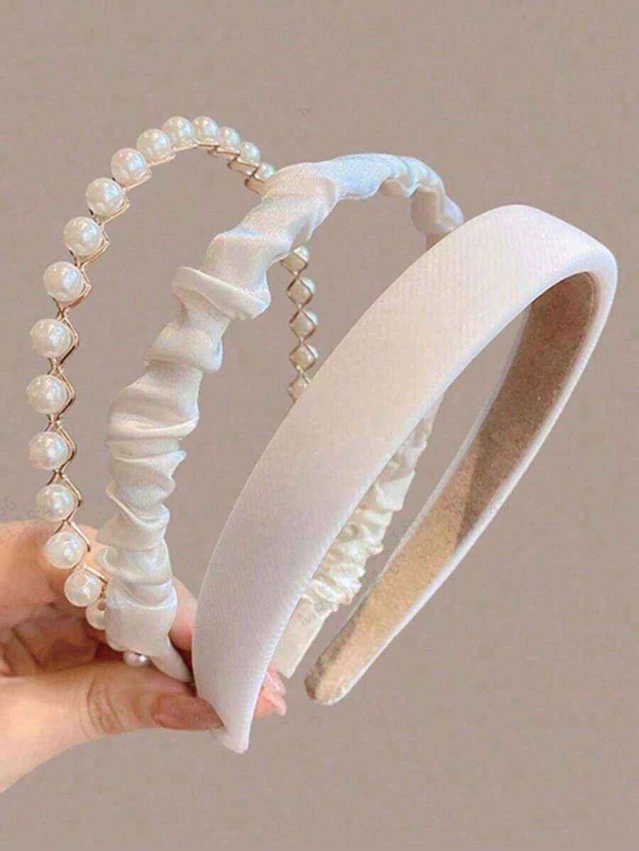 3pcs Women Hair Accessories Headbands, Summer Stylish Hair Hoops, Headwraps For Ladies,Hairband,Hairband,Hair Hoop - 白色 - 查看 1