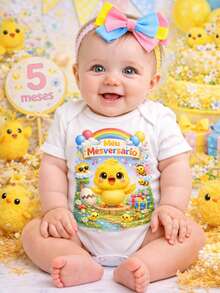 BODY + LAÇO BEBE MENINA PINTINHO AMARELINHO MESVERSARIO TEMATICO/ KIT MESVERSARIO - KIT PINTINHO - Visão 4