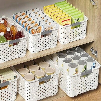 1个带提手的现代塑料收纳盒 - 可收纳整理衣物、玩具、娃娃、杂物，防尘防潮，适用于卧室、客厅、书房、宿舍