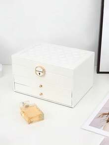 1pc 3-Tier High Capacity Jewelry Box, Luxury Lockable Jewelry Organizer With Stackable Drawers, Suitable For Storing Necklaces, Earrings, Rings, Bracelets, Watches And Other Accessories, An Ideal Holiday Gift - Multicolor - View 16