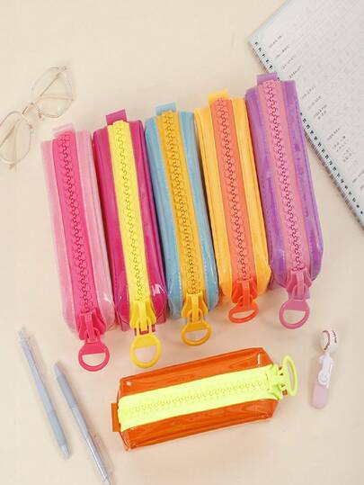 Högkvalitativt Dopamine Stationery pennfodral, minimalistisk enfärgad hållbar förvaringsväska, stor dragkedja, kan stå upprätt, stor kapacitet för dagliga brevpapper, kan även användas som kosmetikaförvaring, flera färger tillgängliga, lämplig för skolstartspresenter, praktisk presentväska för flickor