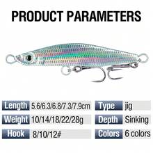 6pcs Slow Sinking Fishing Lures, 10g/14g/18g/22g/28g Metal Material With 3D Eyes, Suitable For Casting And Trolling, Equipped With Treble Hooks - Multicolor - View 10