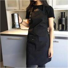 1PC Black Chef Apron – Heavy-Duty, Adjustable & Stain-Resistant – Designed For Cooking, Grilling, Baking, And Food Service – Ideal For Home Kitchens, Restaurants, Cafes, Bars, And Salons - màu đen - Xem 1